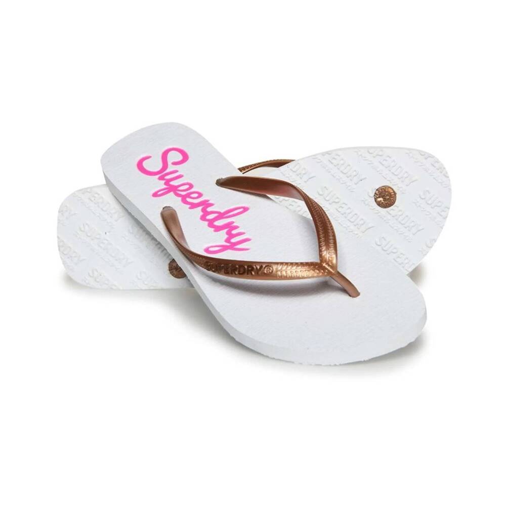 NEW SUPERDRY women's super sleek flip flop in optic white